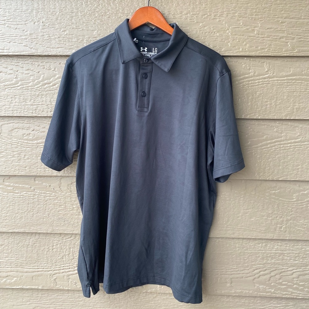 Under Armour Polo Shirt Mens Large Liberty Fruit Co.  black Coldblack Loose